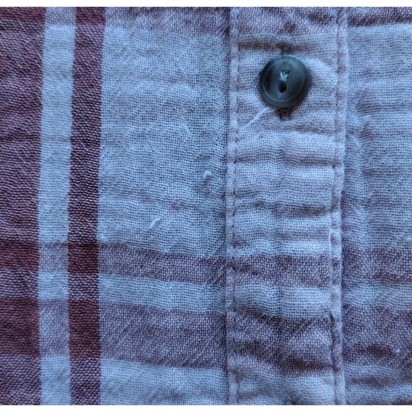 Universal Thread Top XL Plaid Button Up Pocket Long Sleeve Salmon Pink - Picture 7 of 11